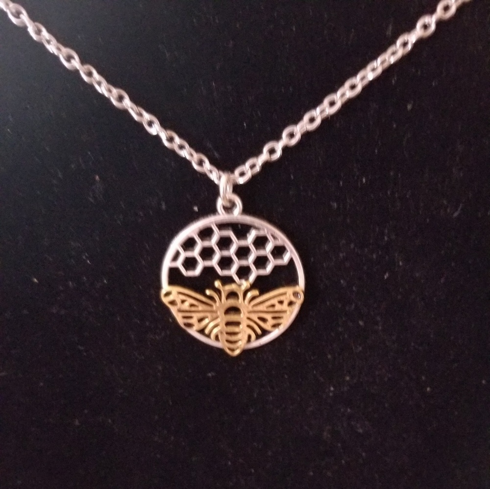 Honeycomb and Bee Necklace